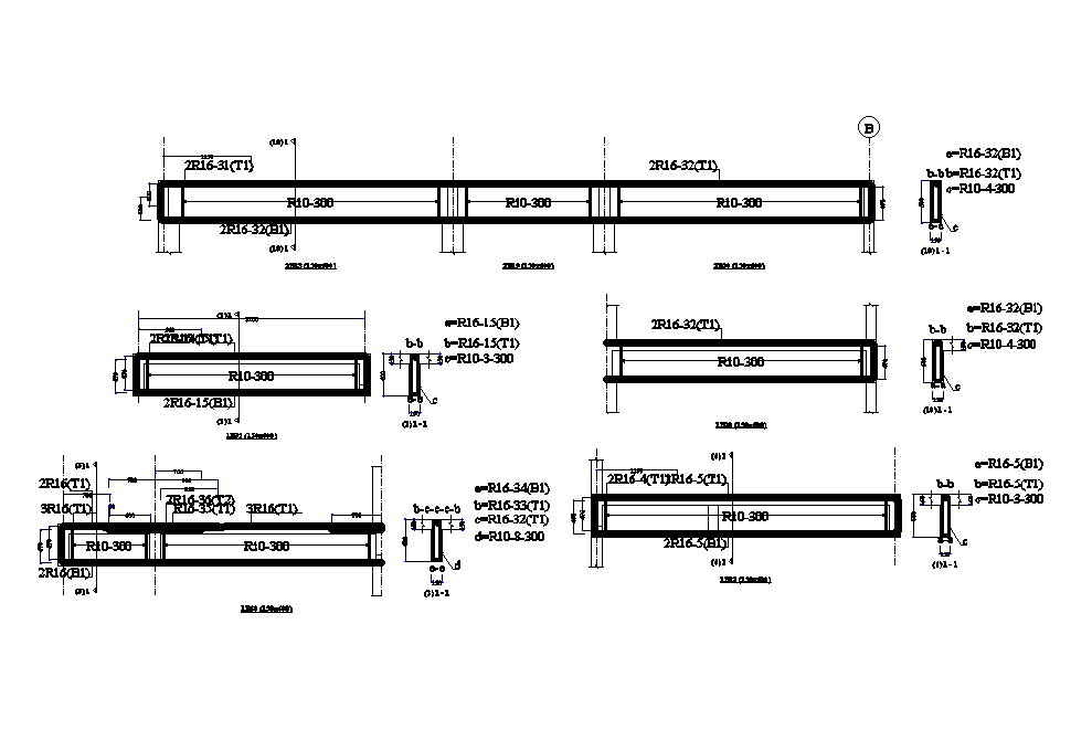 2D autocad file consists of details of beams on grid line in this ...