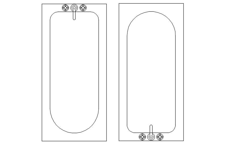 2D block of bathtub in AutoCAD drawing, dwg file, CAD file - Cadbull