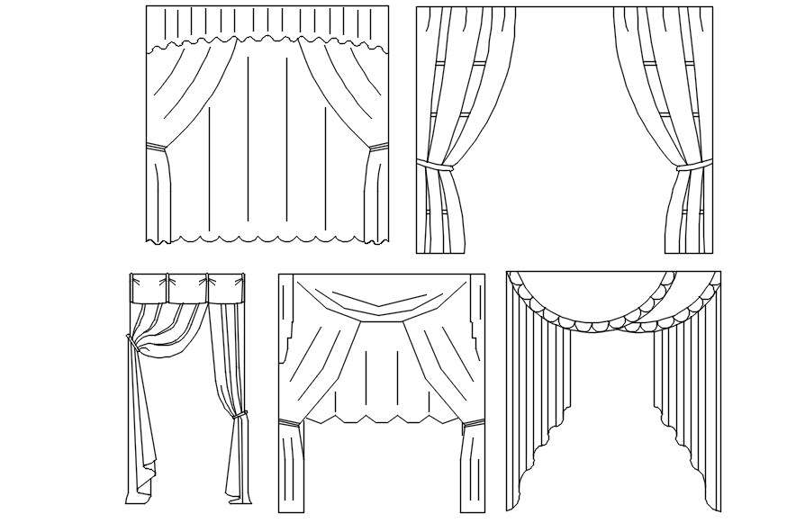 2D block of curtains in AutoCAD drawing, dwg file, CAD file - Cadbull