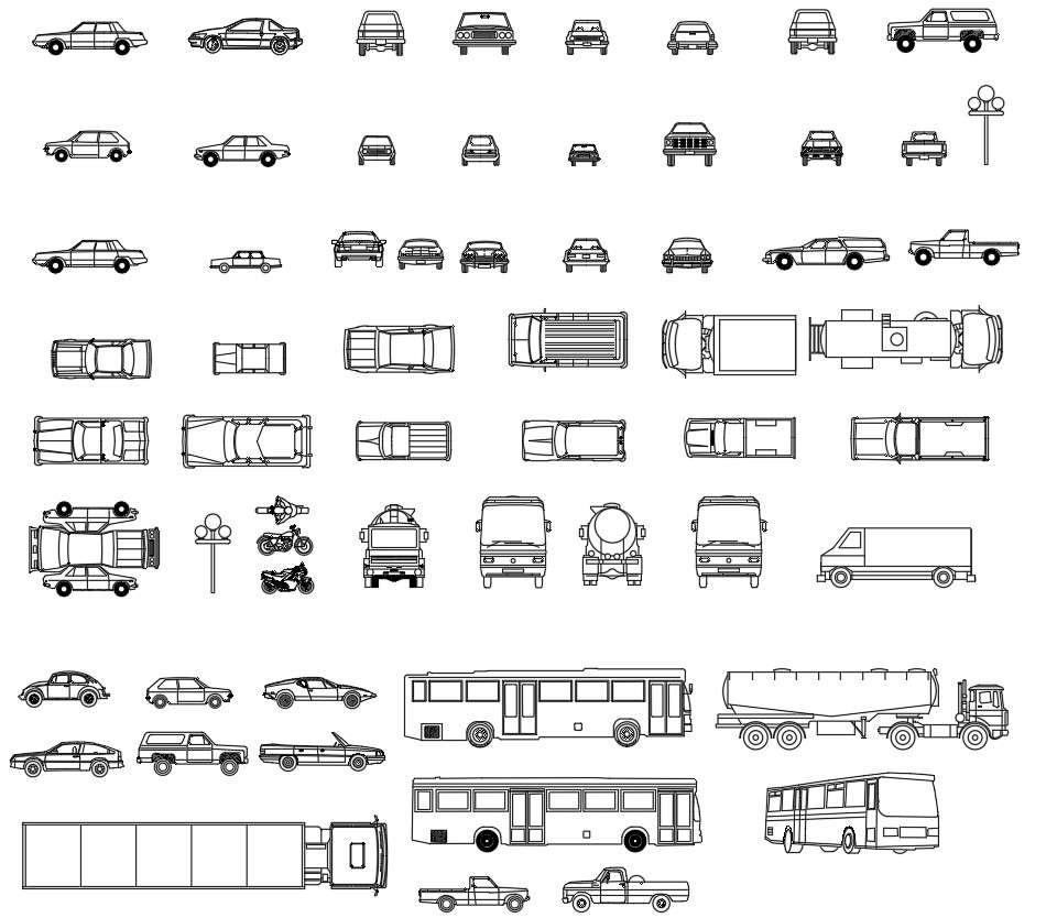 2D block of four wheeler vehicles in AutoCAD drawing, dwg file, CAD ...