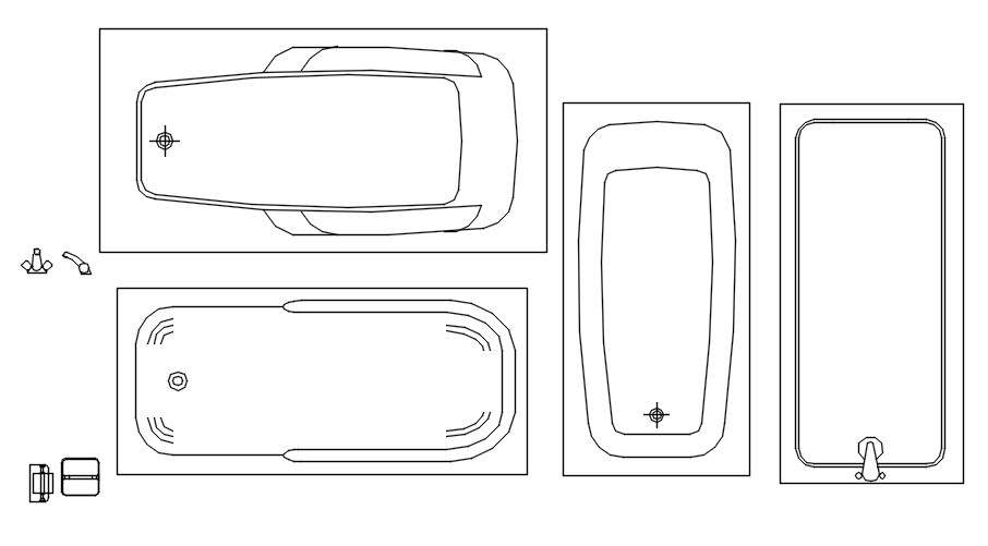 2d Blocks Of Bath Tub In Autocad Dwg File Cadbull 7632