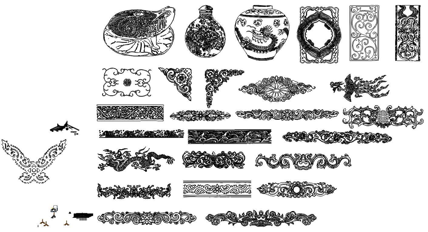 2D blocks of different patterns in AutoCAD drawing, CAD file, dwg file ...