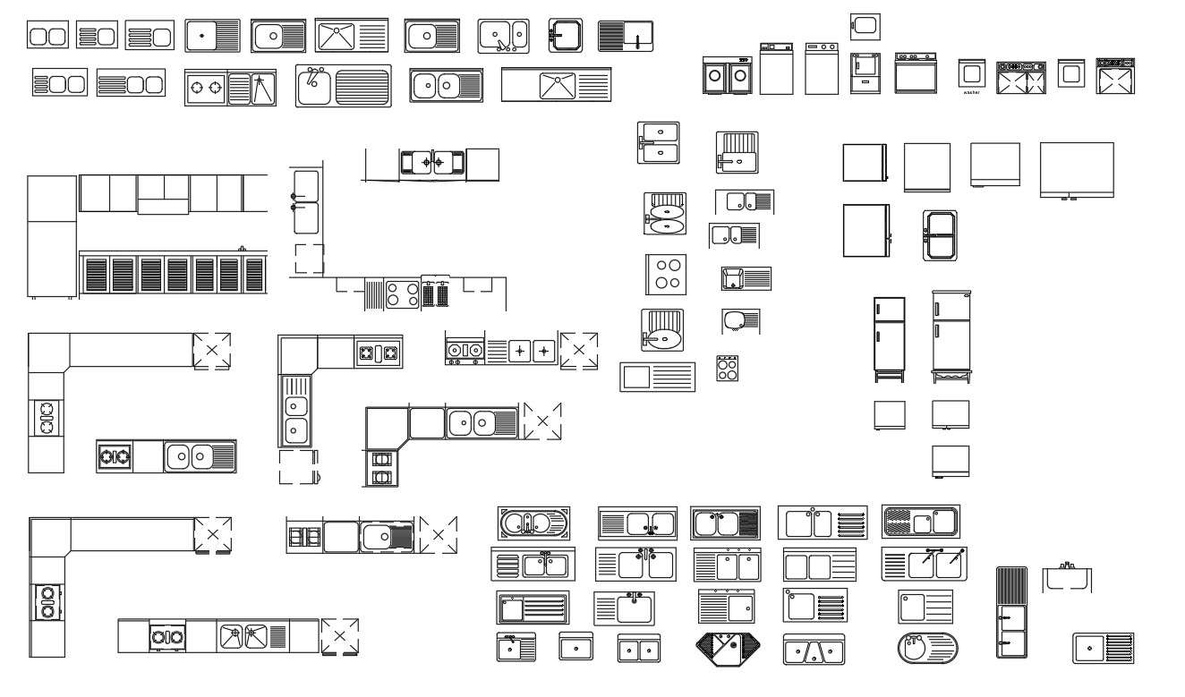 2D blocks of kitchen equipments in AutoCAD, CAD file, dwg file - Cadbull