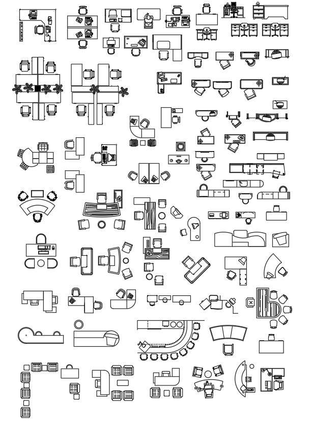 2D blocks of office desks in AutoCAD drawing, dwg file, CAD file - Cadbull