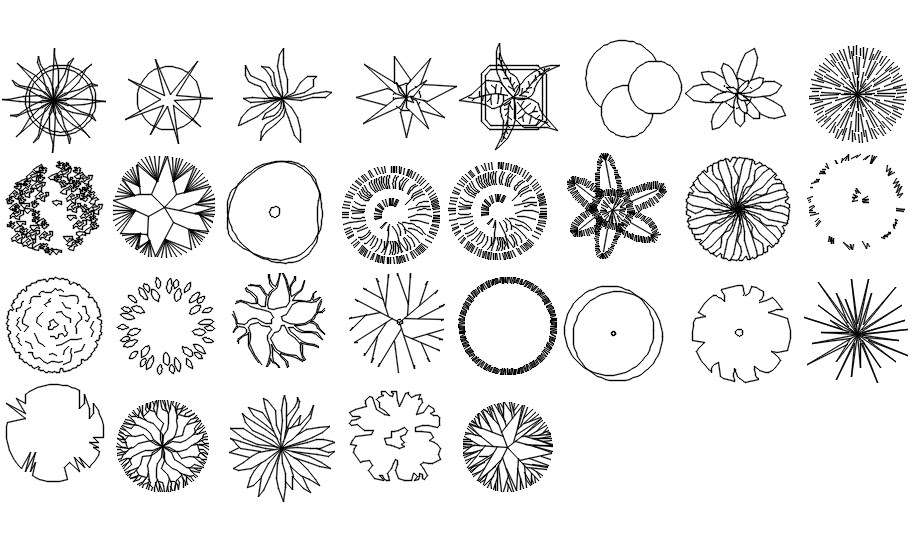 2D blocks of trees, AutoCAD drawing, dwg file, CAD file - Cadbull