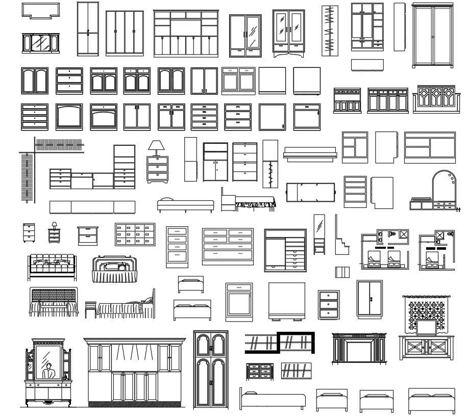 2D Blocks Of Wardrobe In AutoCAD Design Dwg File CAD File Cadbull