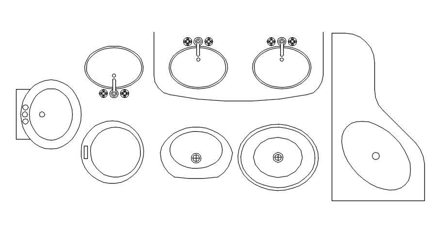 Autocad D Drawing Of Many Different Types Of Wash Basin Block Dwg File ...