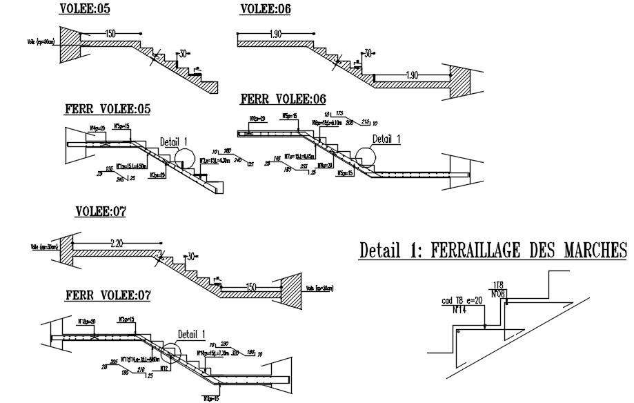 2D Design Of REINFORCEMENT OF THE STEPS In Detail AutoCAD Drawing, CAD ...