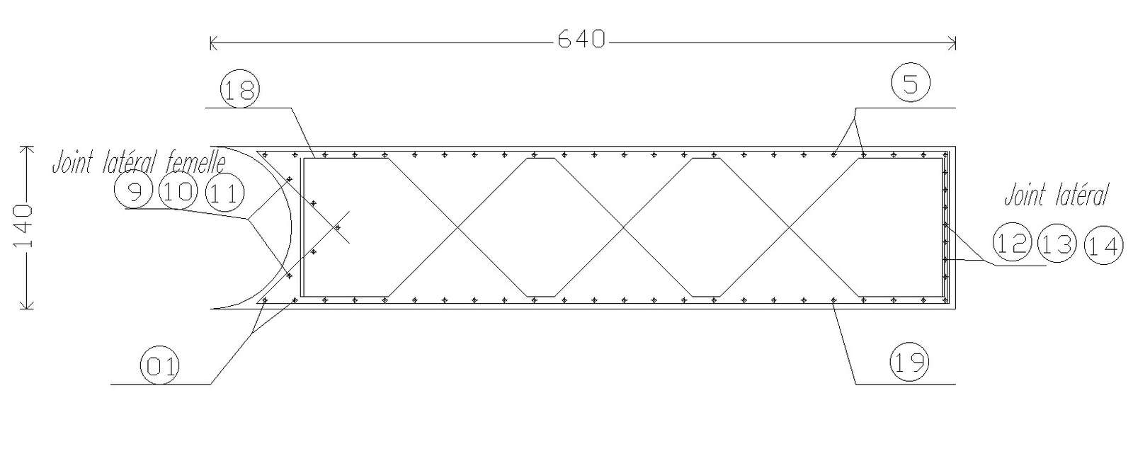 2D design of cross section of the structure with reinforcement details ...