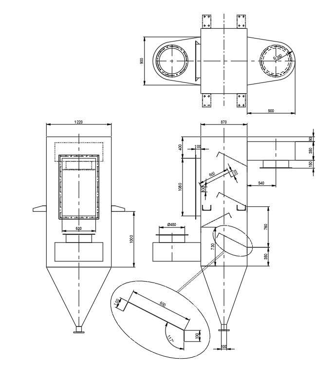 Design Of Casing Of Incinerator In Detail Autocad 2d Drawing