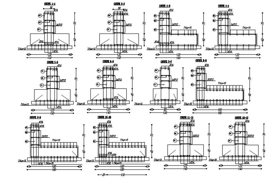 2d-design-of-reinforcement-details-of-the-footing-structure-in-autocad