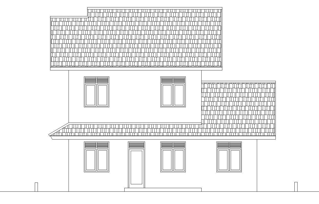 2d Design Of Side Elevation Of The House In Autocad Drawing Cad File