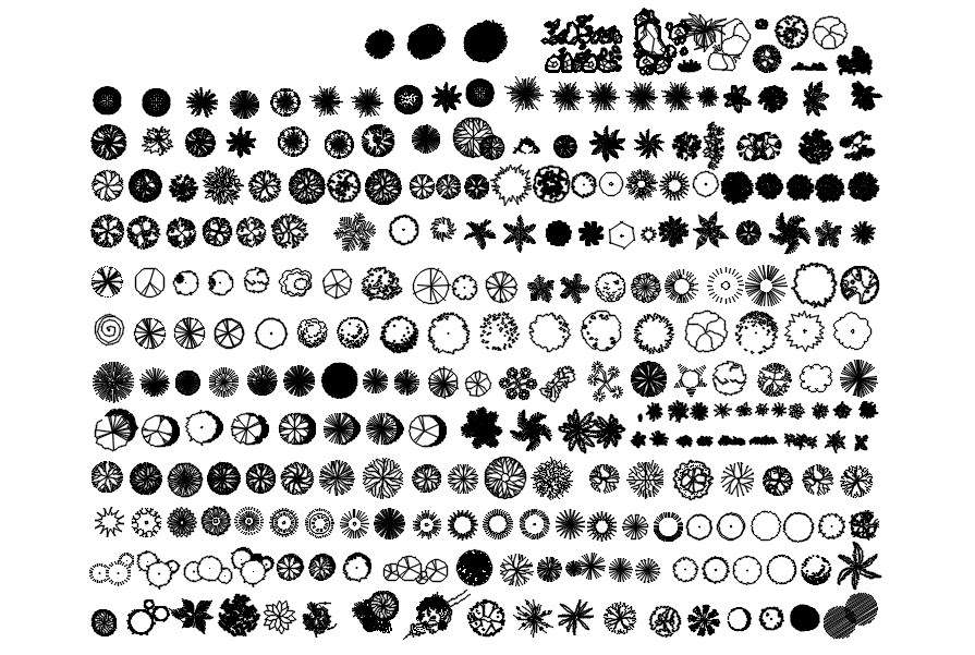 2D design of various trees blocks in AutoCAD drawing, CAD file, dwg ...