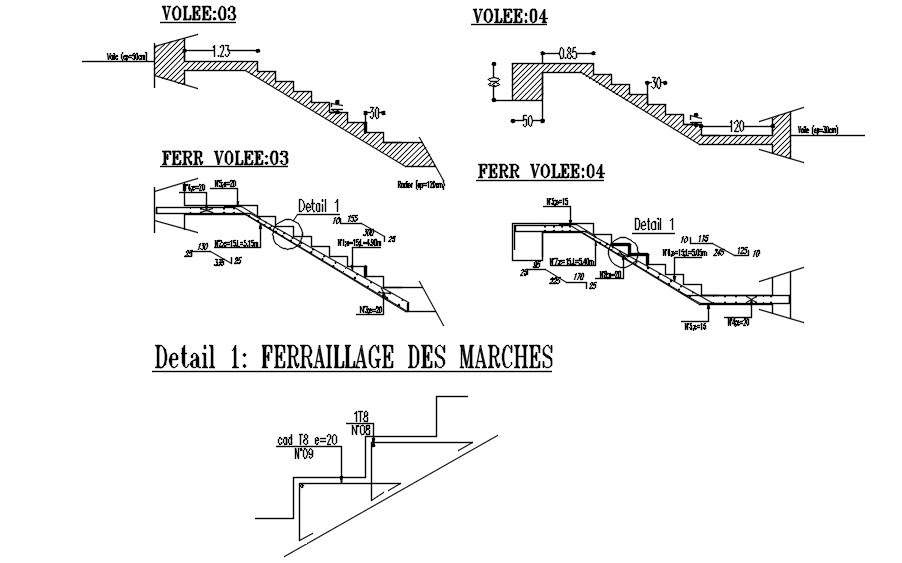 2D drawing of REINFORCEMENT OF STEPS in detail AutoCAD design, CAD file ...