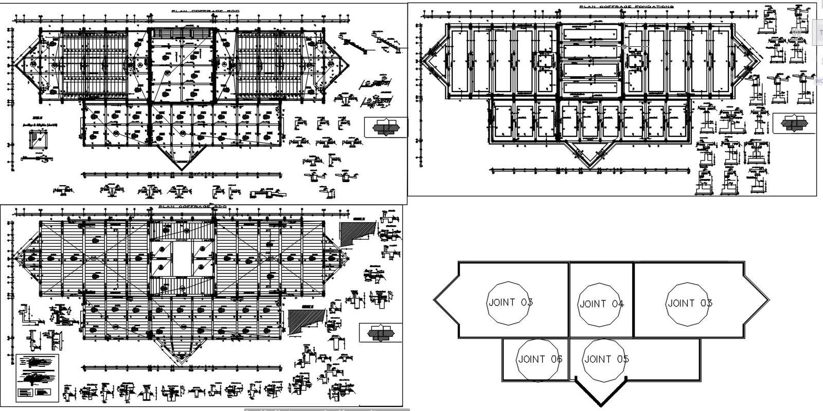 D Drawing Of Coffrage Foundation Layout Plan And Raft Footing Layout Plan With Reinforcement