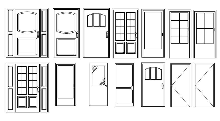 2D drawing of different patterns of door in AutoCAD, CAD file, dwg file ...