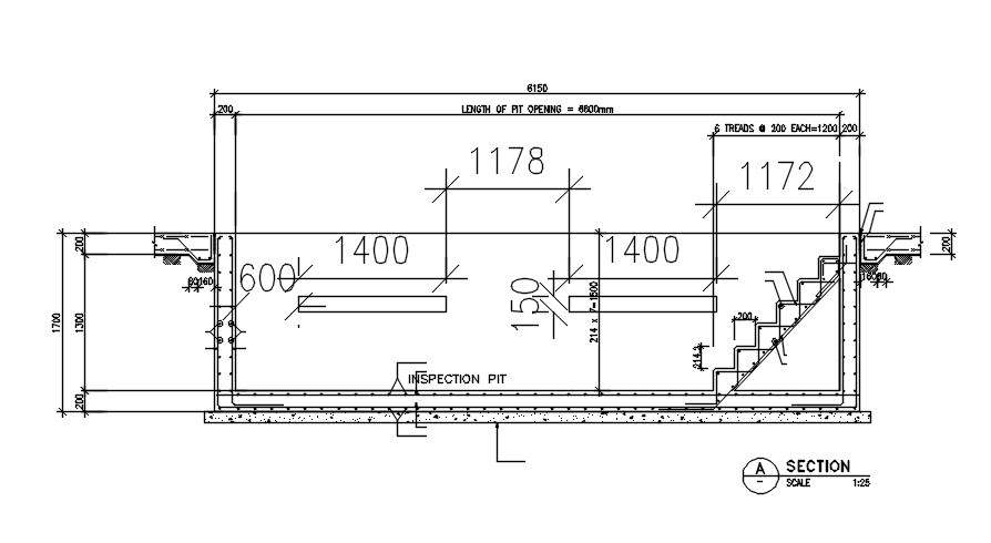 2D drawing of service pit in AutoCAD, dwg file, CAD file - Cadbull