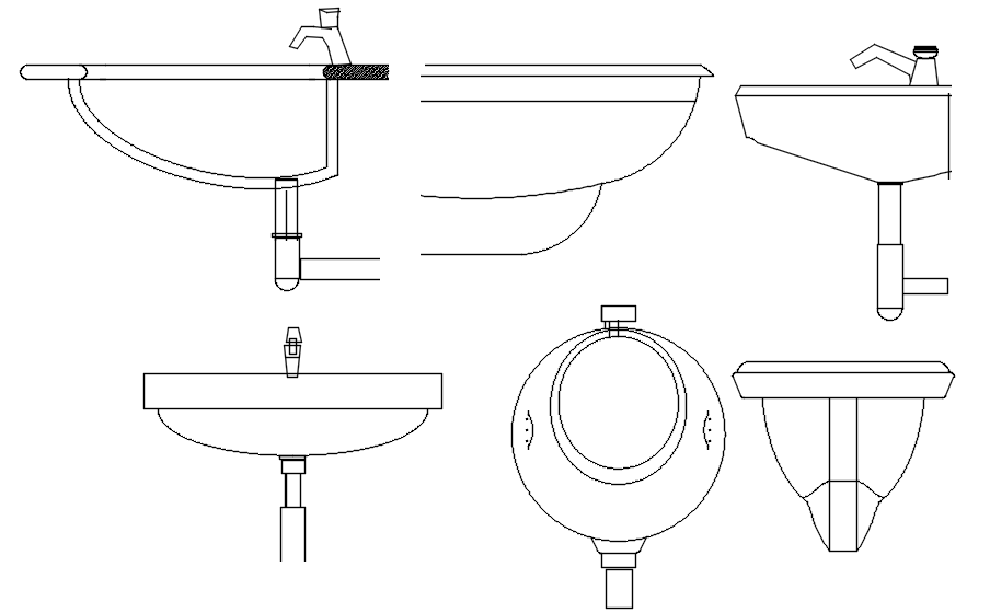 2D drawing of washbasin in AutoCAD, dwg file, CAD file - Cadbull