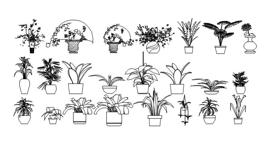 2D elevation of plants, dwg file, CAD file - Cadbull