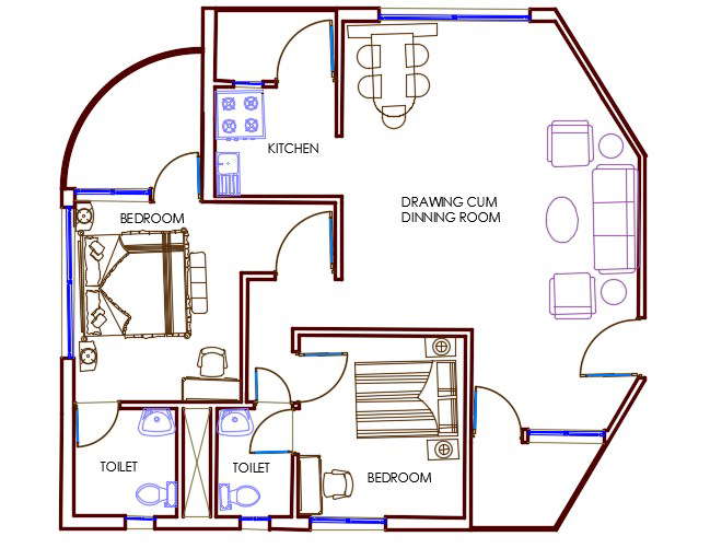 2 Master Bedroom House Plan Autocad Drawing Dwg File Cadbull