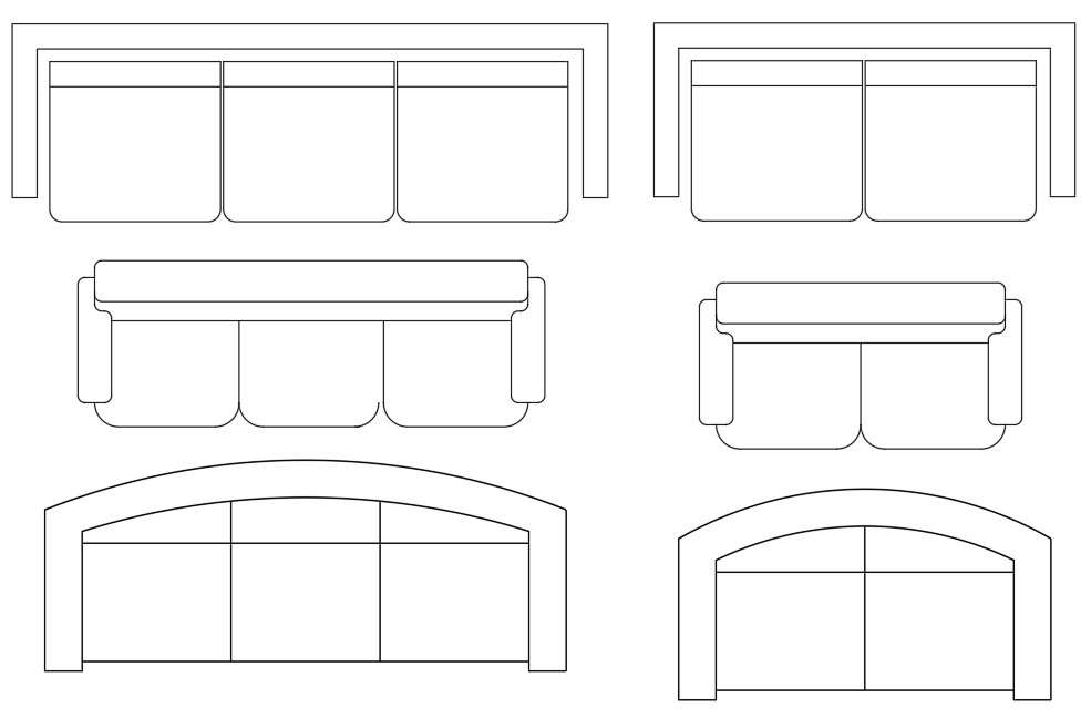 2 Seater And 3 Seater Sofa Set CAD Blocks - Cadbull