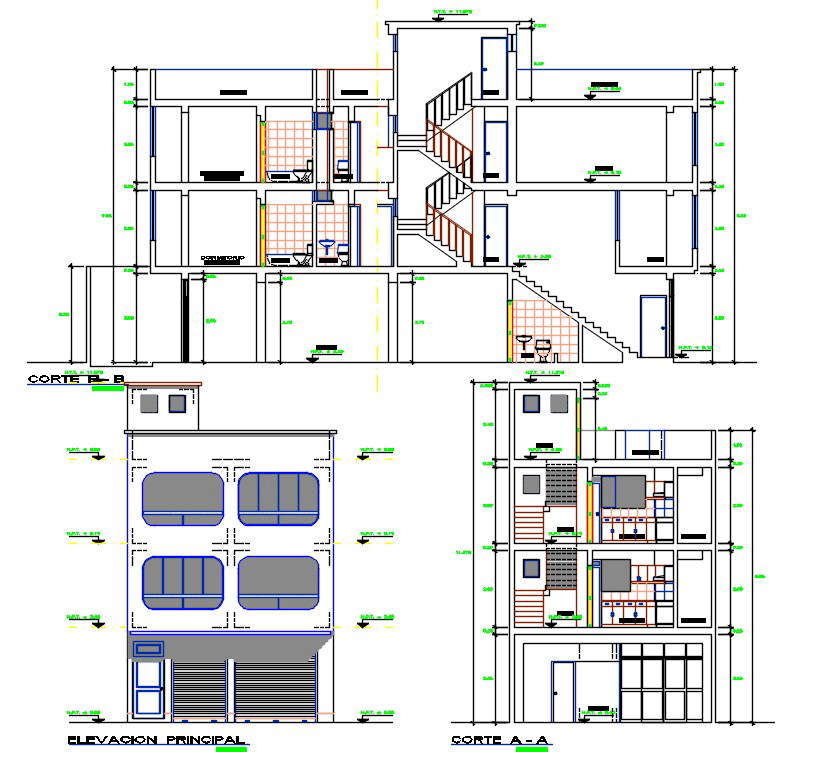 Storey House Building Elevation Design Autocad File Cadbull