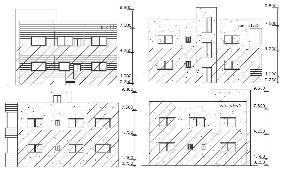 2 Storey House Building Elevation Design - Cadbull