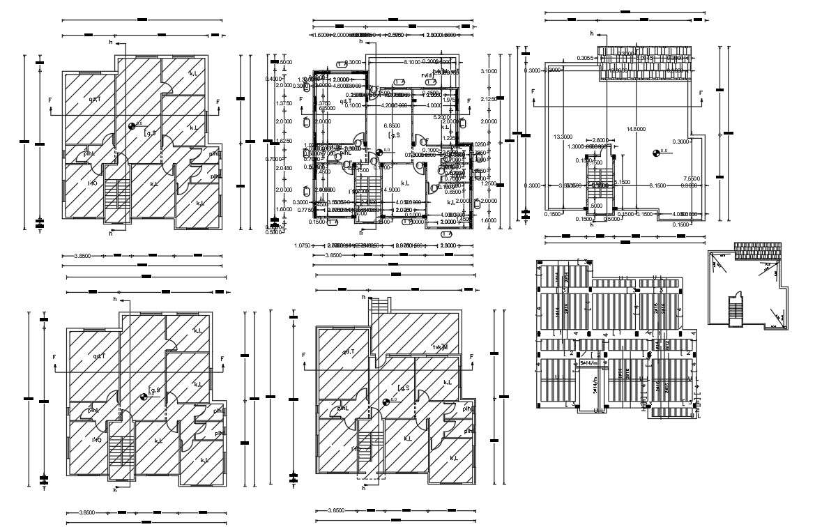 2 Storey House Floor Plan Autocad Drawing Cadbull