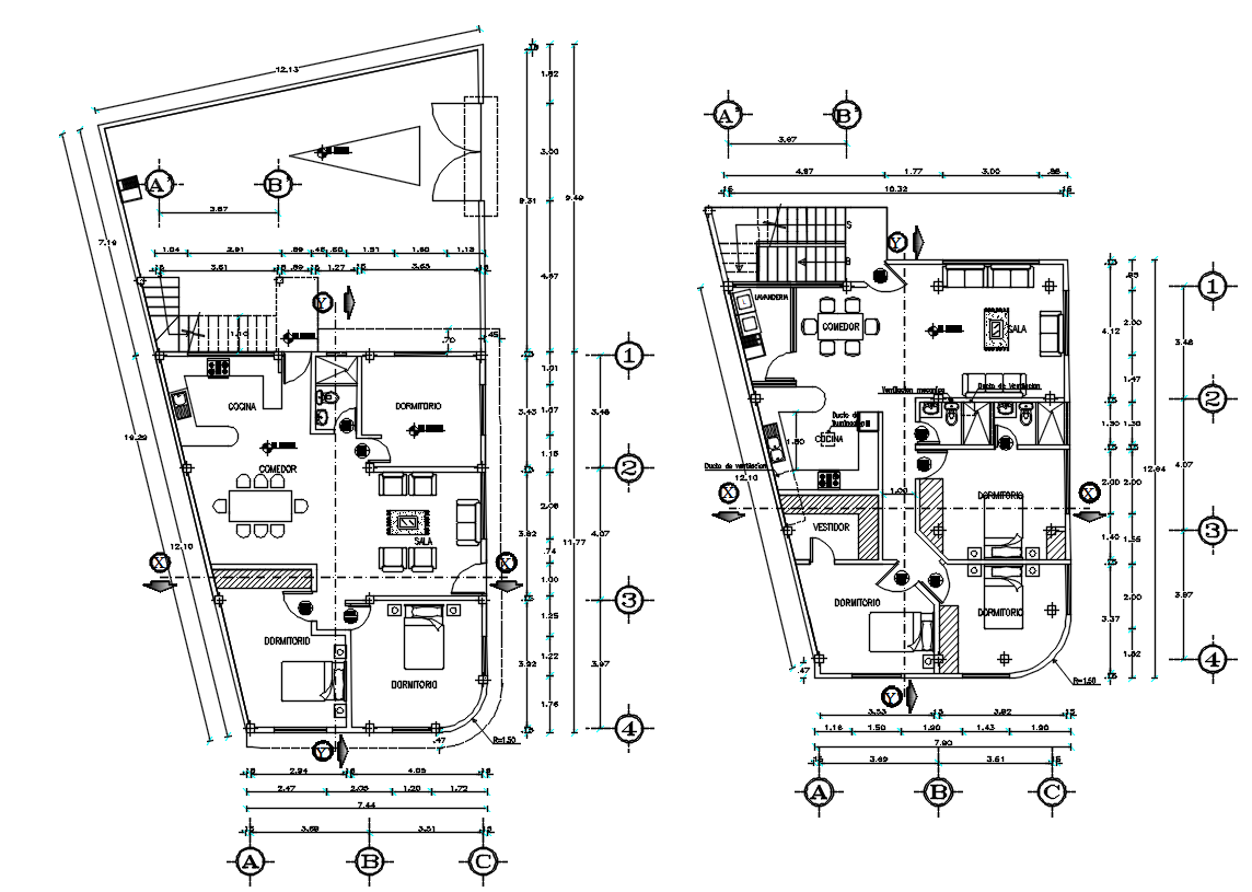 2 Storey House Plan Autocad Drawing Download Dwg File Cadbull