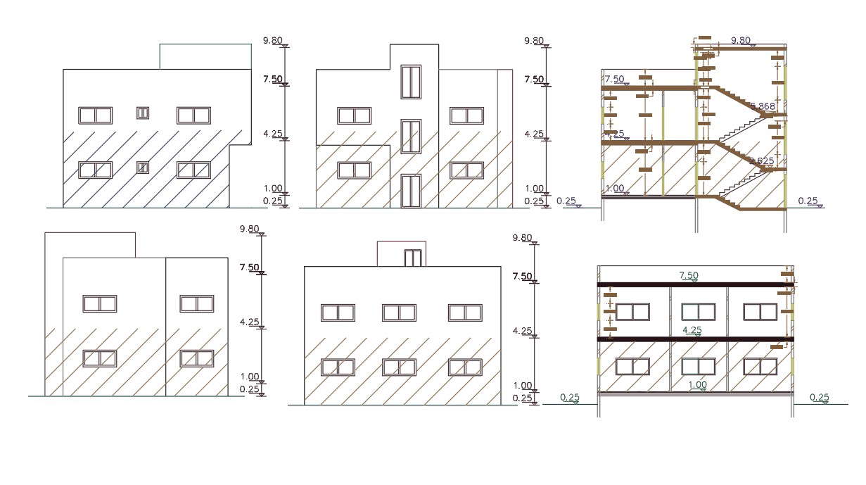 2 Storey Modern House Building Design DWG File - Cadbull