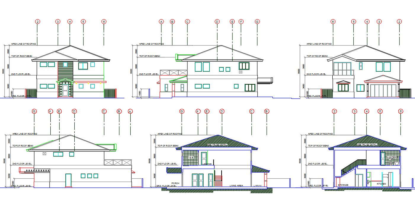 Two Storey House Building Elevation Design Dwg File Cadbull Images