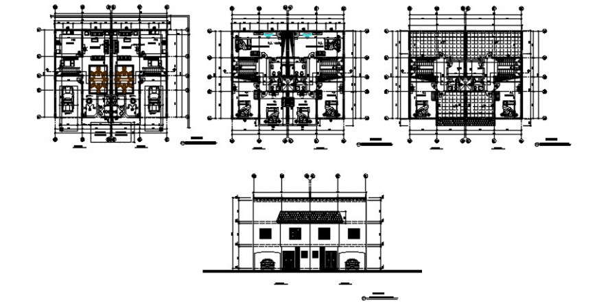 2 d cad drawing of villa elevation Auto Cad software - Cadbull