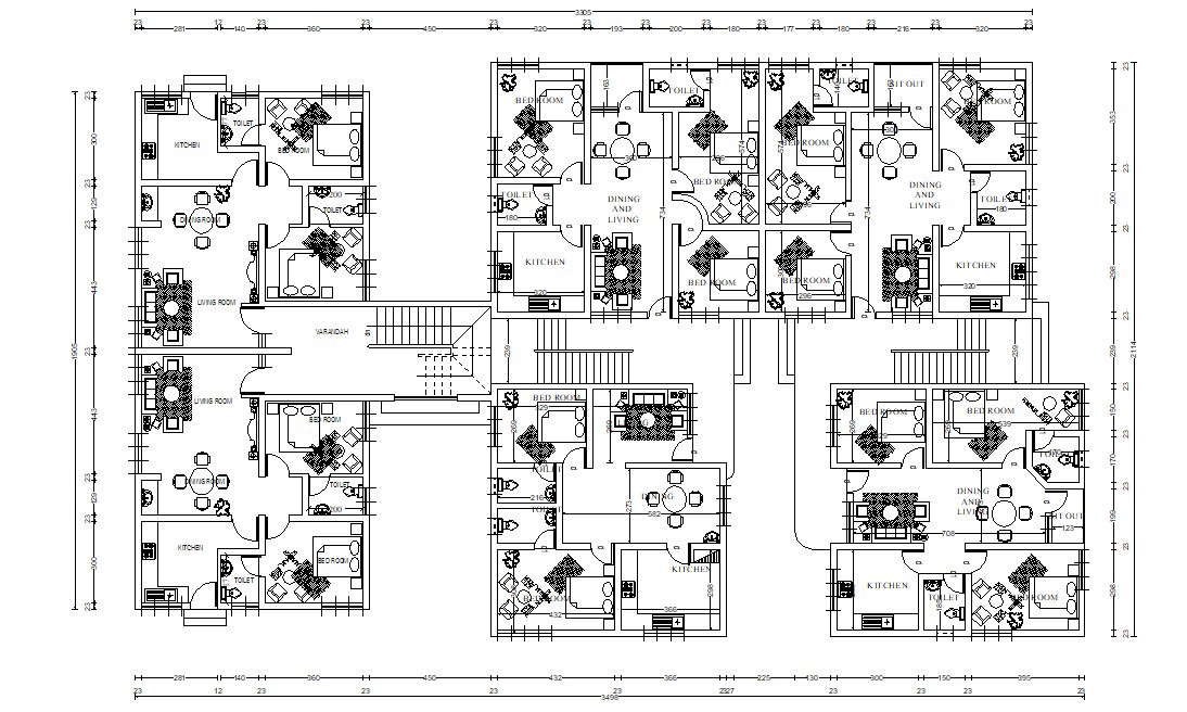 BHK House Plan With Furniture Layout Plan CAD Drawing DWG File Cadbull Designinte Com