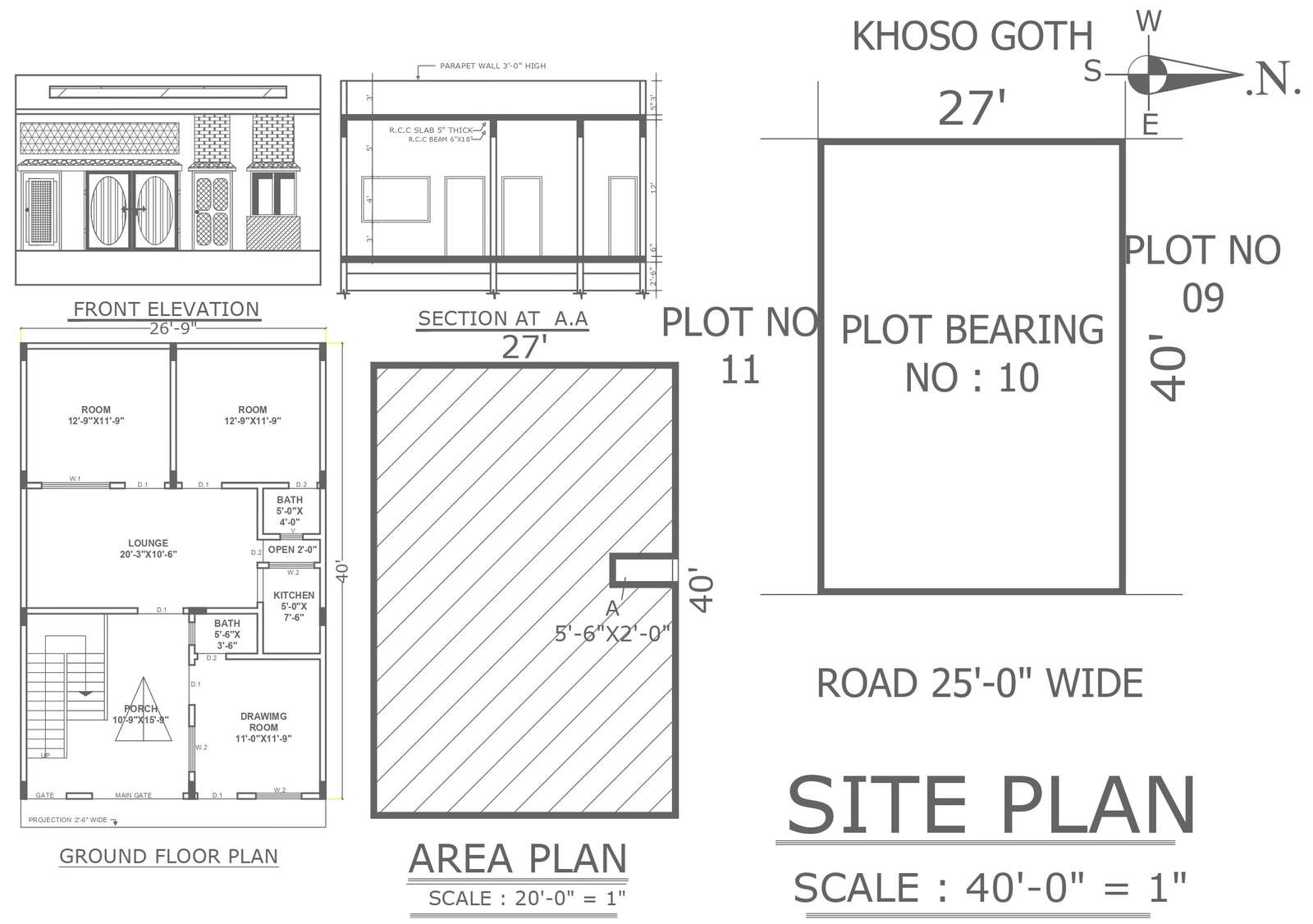 2 Bhk House Plan A Khoso Goth With Details Dwg Autocad Drawing Cadbull 8107