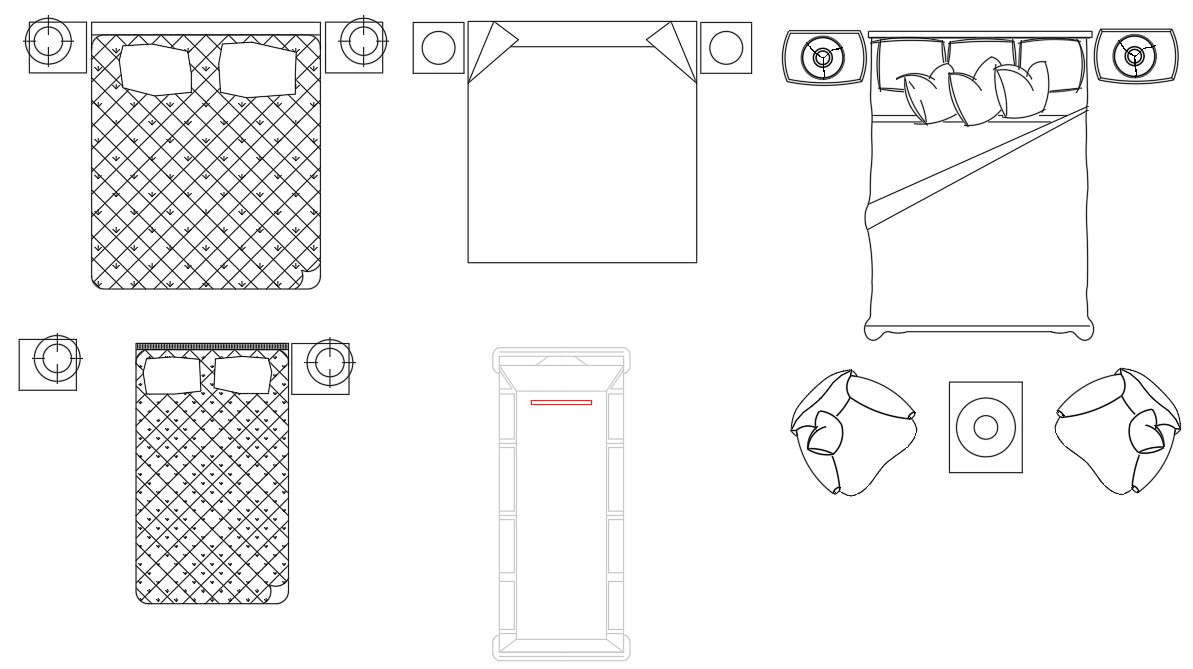 2d Block Of Double Bed In Autocad Dwg File Cad File Cadbull | Images ...