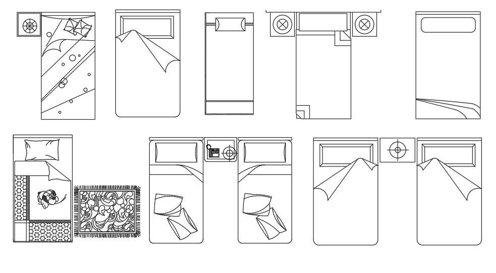 2d Furniture Bed Cad Blocks Detail Dwg File - Cadbull