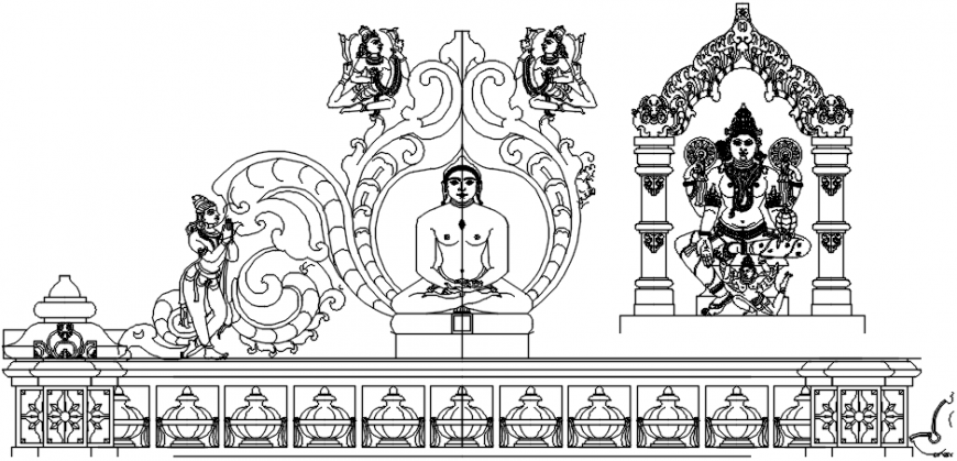 2d buddha statue drawing autocad file - Cadbull