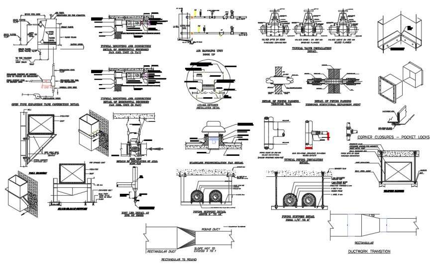 2d cad drawing of ac layout elevation parts autocad file - Cadbull