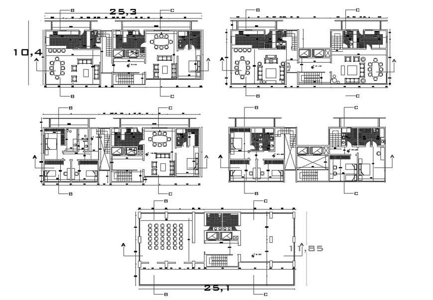 2d cad drawing of apartment house floor plan autocad software - Cadbull