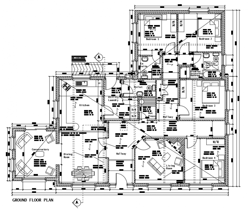 2d cad drawing of ground floor plan auto cad software