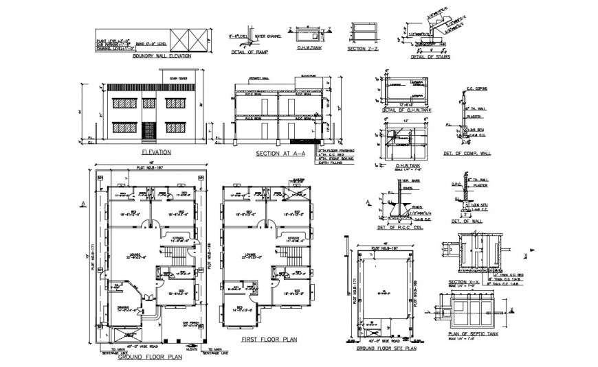 2d Cad Drawing Of Ground Floor Site Plan Autocad Software Cadbull