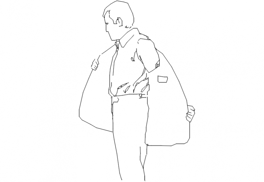 2d cad drawing of men removing jacket Autocad software - Cadbull