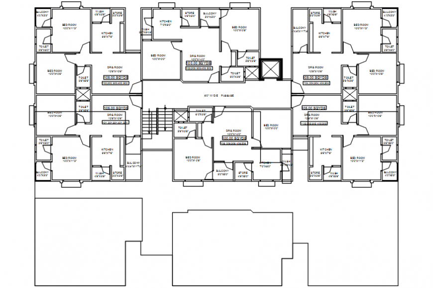 2d cad drawing of plain floor plan block-C autocad software - Cadbull