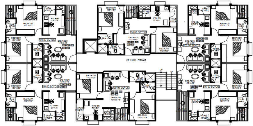 2d cad drawing of typical floor plan blockC autocad