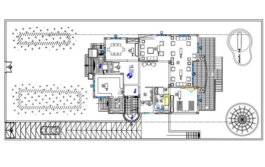 2d cad drawing of villa design floor plan autocad software