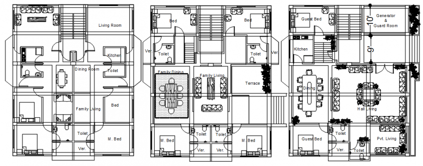 2d CAD furnished house floor plan details in autocad software file