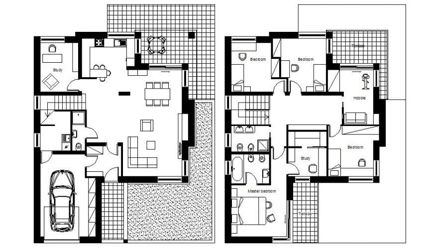 2d drawing of house floor plan layout autocad file - Cadbull