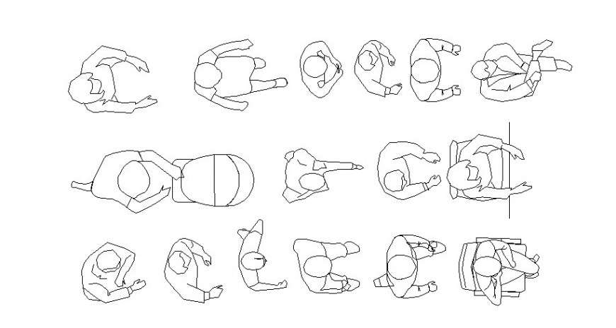 2d drawing of people blocks layout autocad file Cadbull
