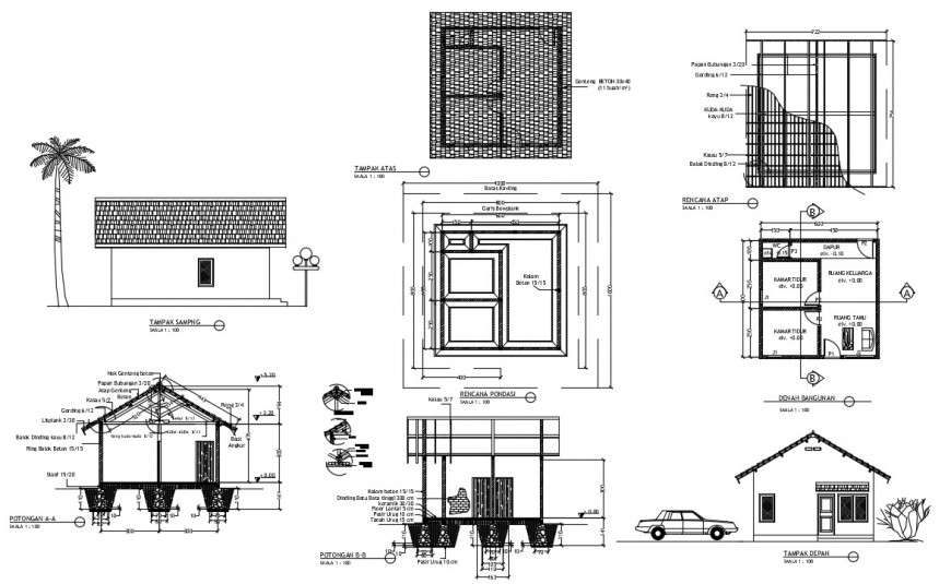 2d drawings details of guardhouse plan and elevation dwg file - Cadbull