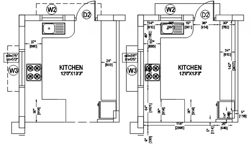 2d Modular kitchen design autocad file - Cadbull